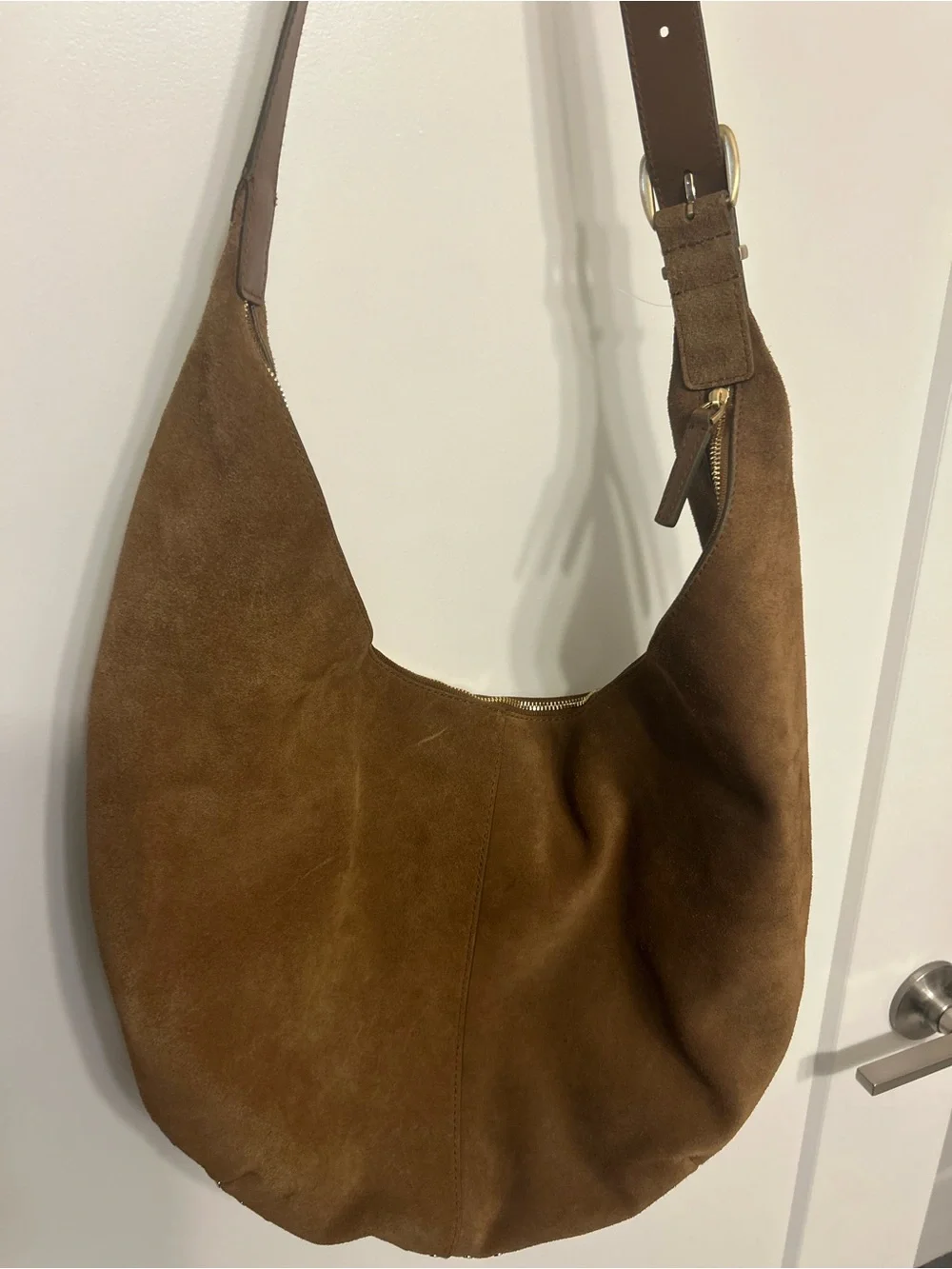 Like New Madewell Essential Curve Shoulder Suede Hobo Bag